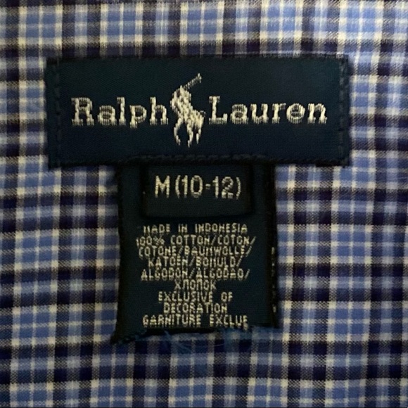 Ralph Lauren Blue Plaid Button Down Long Sleeve Shirt Size Medium 14-16 - Picture 3 of 3